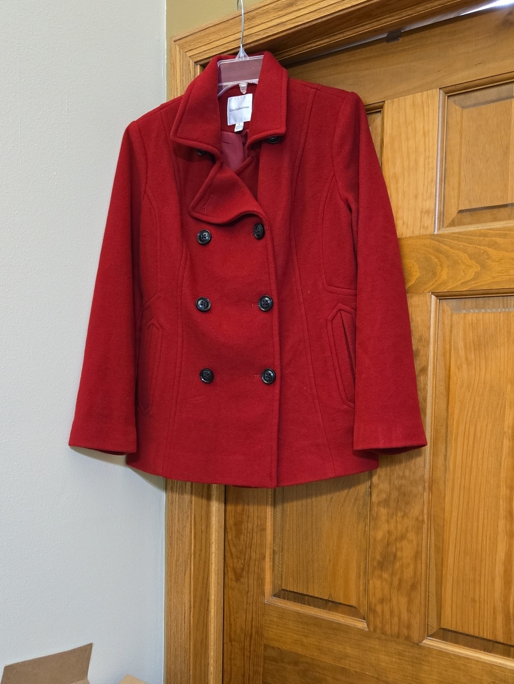 croft & barrow Red Double-Breasted Peacoat